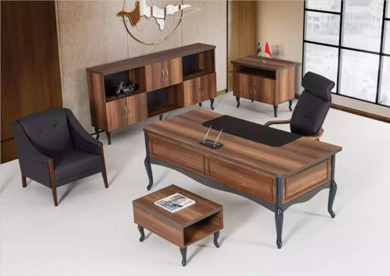 Arbeitzimmer Schreibtisch Luxus Design Tisch Büro Office Möbel Chefschreibtisch