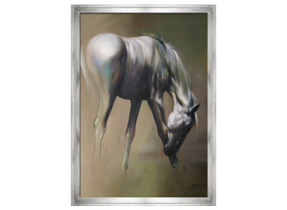 Gemälde Ölbild Ölbilder Weißes Pferd Bilder Pferde 200 x 140 cm Ölgemälde G94768