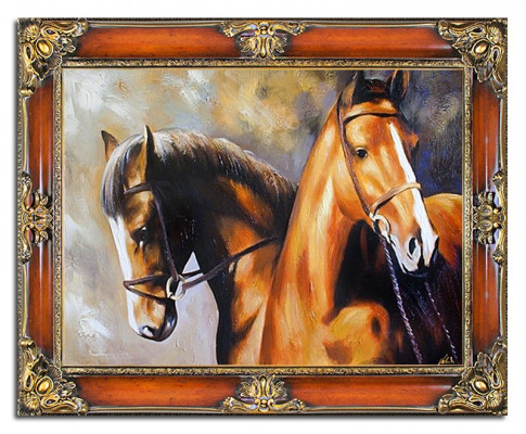 ÖLBILD ÖLGEMÄLDE PFERDE PFERD GEMÄLDE MIT RAHMEN 85 X 115 CM Ölbilder G93916