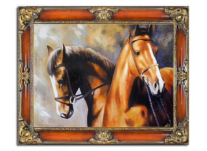 ÖLBILD ÖLGEMÄLDE PFERDE PFERD GEMÄLDE MIT RAHMEN 85 X 115 CM Ölbilder G93916