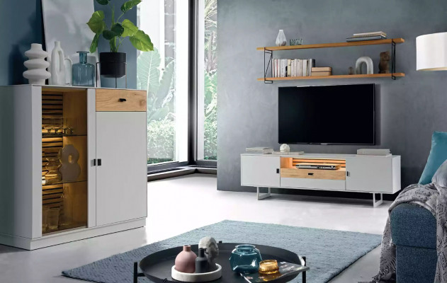Wohnwand TV Wand Holz Modern Stil Regal Wohnzimmer Möbel rtv tv Ständer