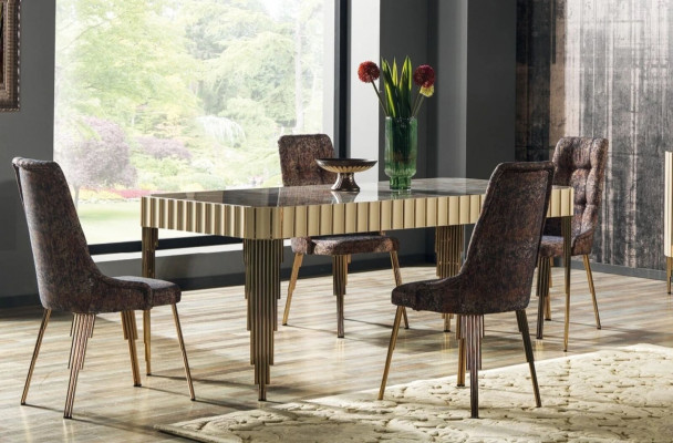 Modern Esstisch 4x Stühle Esszimmer Set Designer Garnitur 5tlg stil Tisch