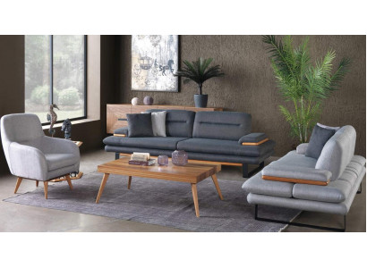 Modern Wohnzimmer set von 3tlg. Sofagarnitur 3+2+1 Sitzer Grau Couchen