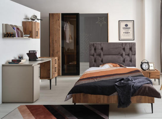 Luxus Schlafzimmer 7tlg. Bett Nachttisch Kleiderschrank Kommode Spiegel