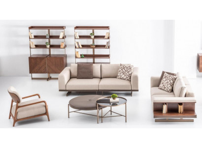 Beige Moderne Sofagarnitur Dreisitzer Zweisitzer Set Luxus Stoffmöbel