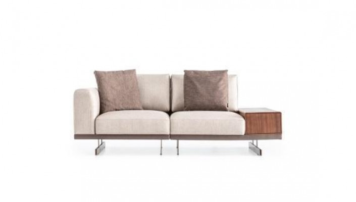 Dreisitzer Sofa 3 Sitzer Stoff Sofas Grau Modern Tisch Wohnzimmer Couch