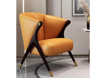 Design Luxus Orange Sessel Chair Sofa 1 Sitzer Fernseh Chaise Kunstleder