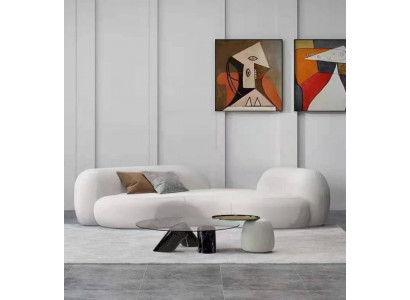 Modern Sofa 3 Sitzer Weiß Hochwertig Polster Sofas Design Textil neu stilvoll
