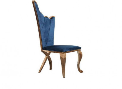 Stilvoll Sessel Stuhl Blau Sitz Polster Design Metall Textil Modern Stil