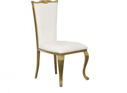 luxuriöse Stuhl Weiß Neu Stühle Polsterstuhl Sessel Metall stilvoll Design