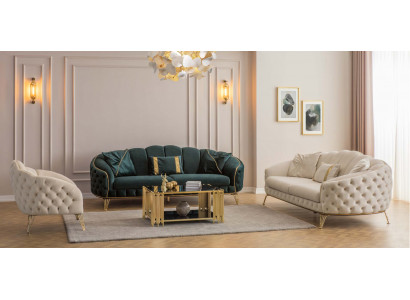 Komplett Wohnzimmer 4tlg stilvoll x2 3-Sitzer Couch Modern 2x Sessel