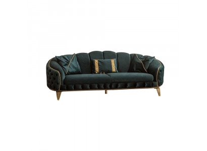 Chesterfield 2x 3 Sitzer Couch Polster Sitz Textil Stoff Couchen Sofa