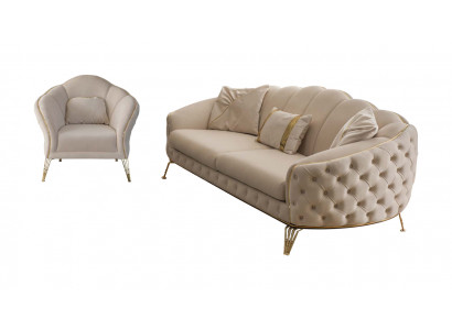 Wohnzimmer Komplett 3tlg Modern Dreisitzer Sofa Couch Luxus 2x Sessel