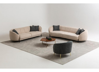 Sofagarnitur 4 3 1 Sitzer Wohnzimmer Komplett Sofas Set Beige Modern Set