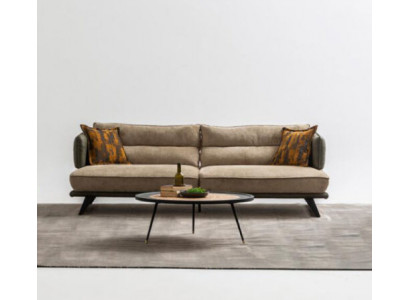 Sofa 3 Sitzer Polstersofa Mehrfarbig Textill Sitz Design Stoff Modern Sofas