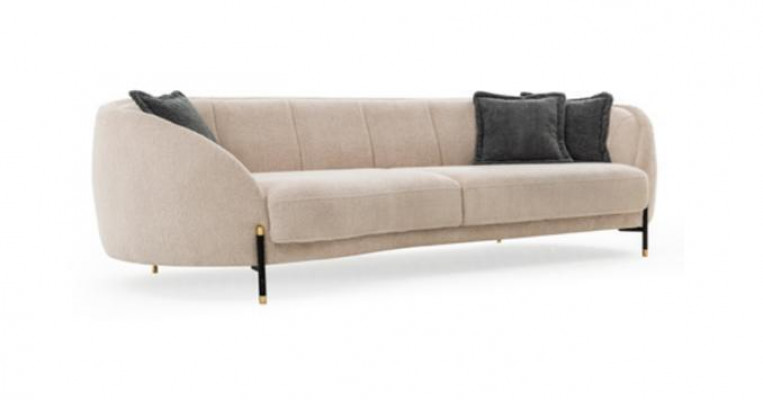 Modern Sofa 3 Sitzer Beige Hochwertig Polster Sofas Design Textil neu