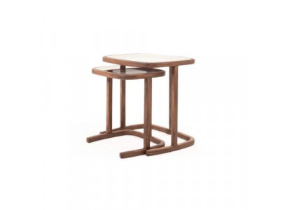 Luxuriöses Ablagentisch-Set Designer Couchtische Weiße Holzplatte 2tlg