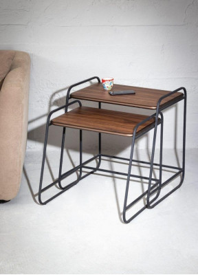 Designer 2x Ablagetische Designer Couchtisch Holzplatte Wohnzimmer Möbel