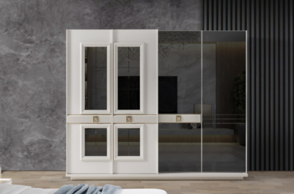 Robuster Weißer Kleiderschrank Schlafzimmer Designer Schrank Glasschrank
