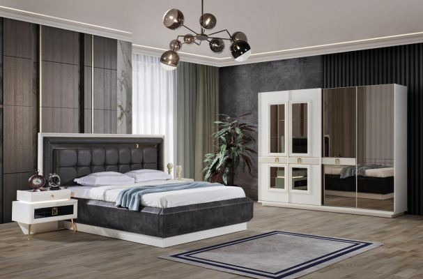 Robuster Weißer Kleiderschrank Schlafzimmer Designer Schrank Glasschrank