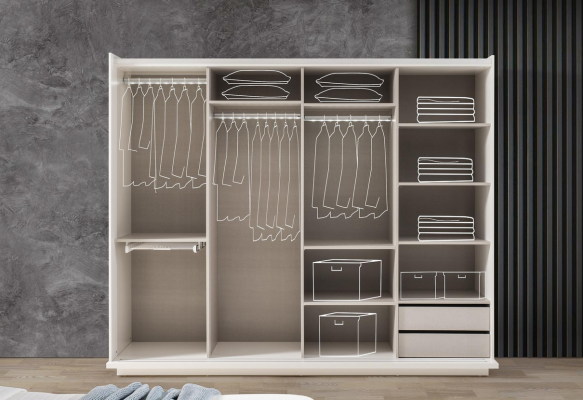 Robuster Weißer Kleiderschrank Schlafzimmer Designer Schrank Glasschrank