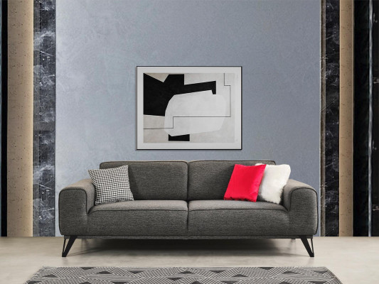 Grau 3-Sitzer Stoffsofa Modern Design Wohnzimmer Textil Stoff Material