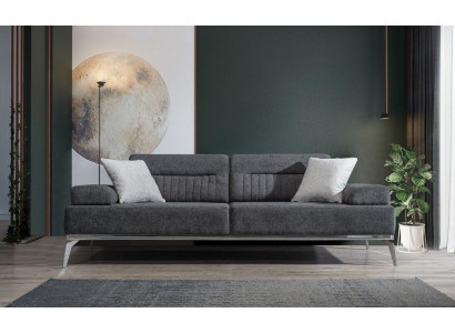 Grau Wohnzimmer 3-Sitzer Stoffsofa Modern Luxus Design Textil Material