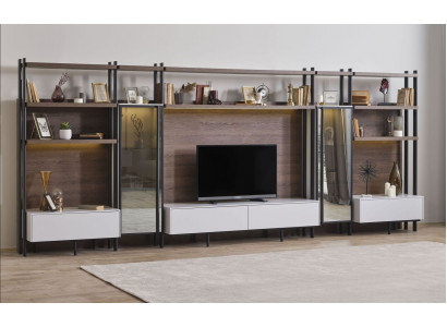 Moderne Braue Wohnzimmer Wohnwand Luxus Wohnzimmermöbel Regal Schränke