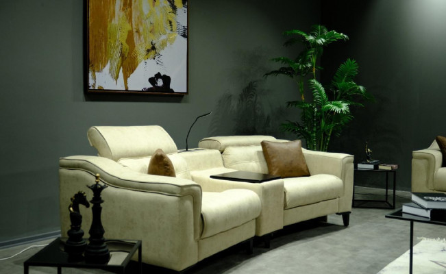 Beige Leder Sofagarnitur Designer 3-Sitzer Zweisitzer Couch 2tlg Set