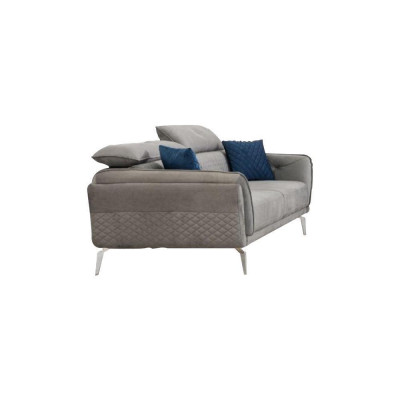 Designer Polster Couchgarnitur Blau-Graue Stoffsofas Luxus 2x 3-Sitzer