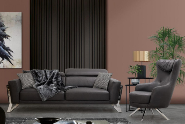 Schwarzer Wohnzimmer Dreisitzer Designer Sofa Luxus Leder 3-Sitzer Möbel