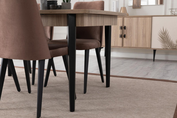 Brauner Esszimmer Set Luxuriöser Esstisch 4x Moderne Stühle Küchenmöbel