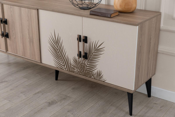 Moderner Esszimmer Set Luxus Sideboard Rechteckiger Spiegel Luxus 2tlg