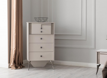 Wohnzimmer Weiße Kommode 4x Schubladen Holzkommode Holzschrank Möbel