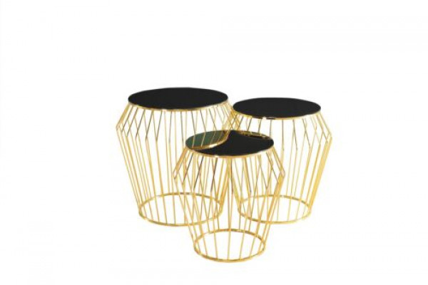 Komplette Beistelltische Kaffeetische Sofatische 3tlg Couchtische Gold