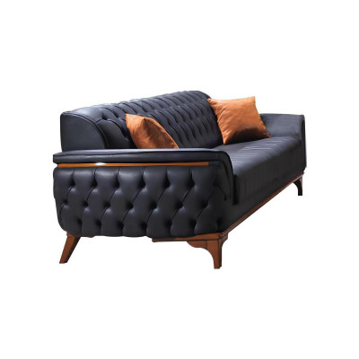 Designer Chesterfield Ledergarnitur Polster Dreisitzer Stilvoller Sessel