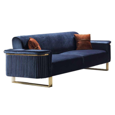 Blau-Oranges Wohnzimmer Sofa-Set Designer Stoffsofas Moderne Möbel 2tlg