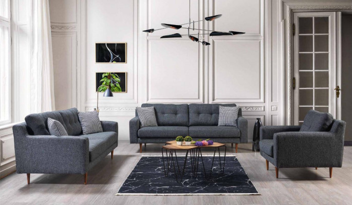 Graue Wohnzimmer Polstersessel Designer Einsitzer Luxus 1-Sitzer 2tlg