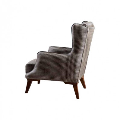 Karierter Sessel Polster 1-Sitzer Grauer Wohnzimmer Textil Lehnsessel