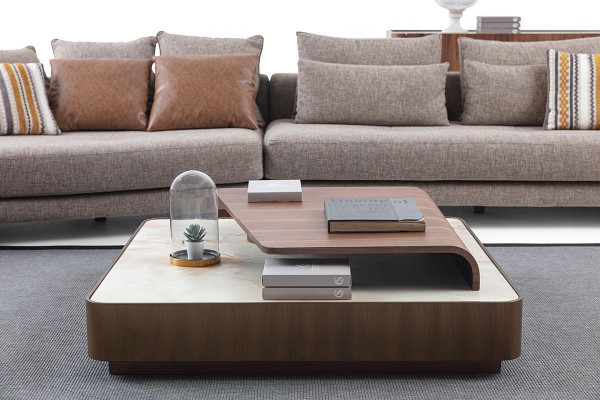 Exklusive Wohnzimmer Couchgarnitur Stoffsofa Holz Couchtisch Sideboard