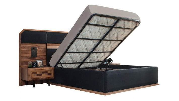 Exquisite Schlafzimmer Garnitur Edles Doppelbett 2x Holz Nachttische