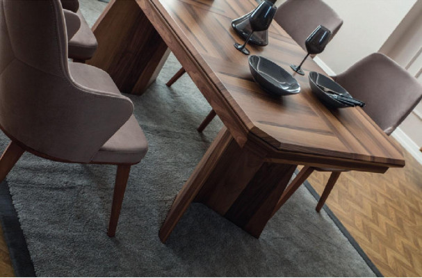 Komplette Essgruppe Designer Essecke Holz Esstisch 6x Polsterstühle