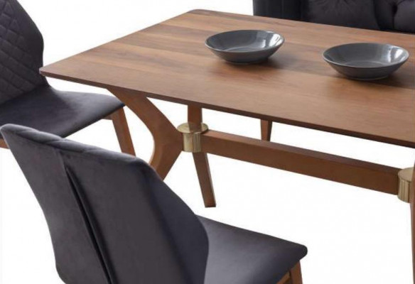 Schwarz-Braunes Esszimmer Set Chesterfield Eckbank Designer Esstisch