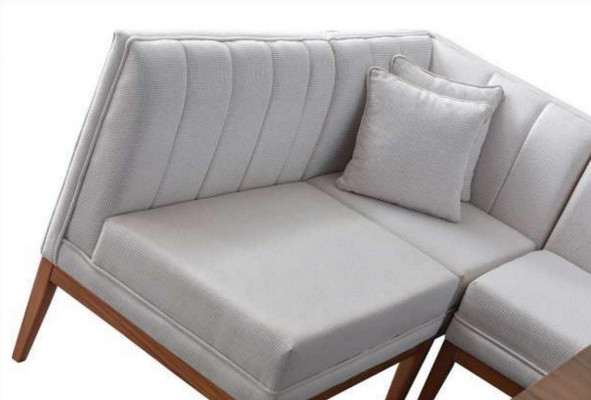 Weiß-Braune Esszimmer Garnitur Stilvoller Holztisch Polster Eckbank Neu