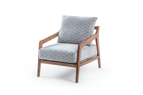 Wohnzimmer Weißer Holzgestell Sessel Roubster Stoff Stilvoller Einsitzer