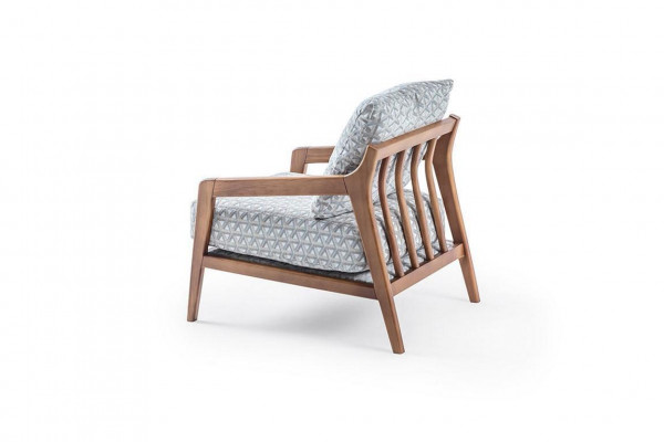 Wohnzimmer Weißer Holzgestell Sessel Roubster Stoff Stilvoller Einsitzer