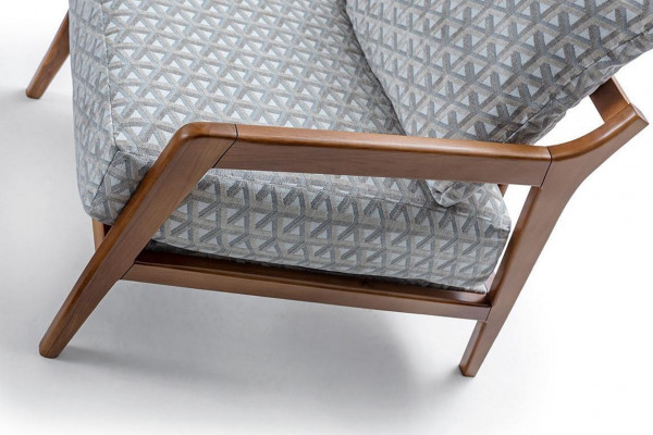 Wohnzimmer Weißer Holzgestell Sessel Roubster Stoff Stilvoller Einsitzer