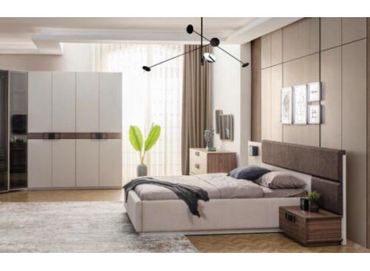 Luxuriöse Schlafzimmer Garnitur Doppelbett 2x Nachttische Eckschrank