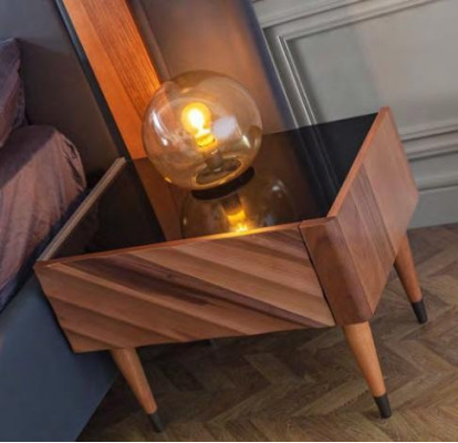 Graue Schlafzimmer Garnitur Modernes Doppelbett 2x Nachttische 3tlg Set