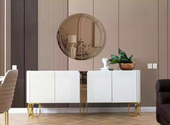 Esszimmer Set Tisch 6x Stühle Sideboard Spiegel 9tlg. Gruppe Garnitur